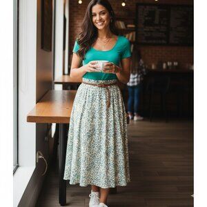 Free People Intimately High Noon Bodysuit Green Short Sleeve Cotton Blend Size L